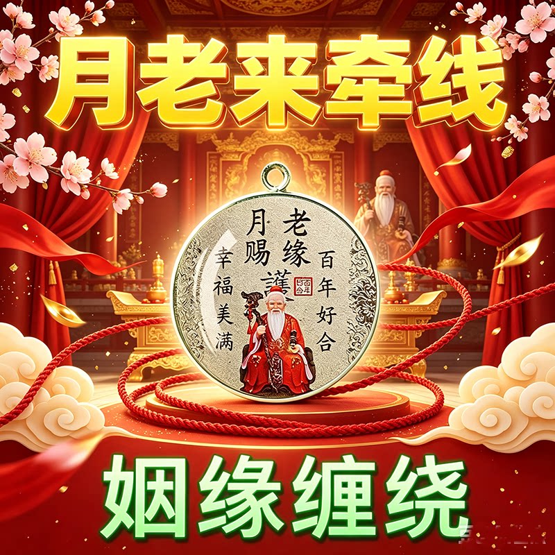 月老红绳姻缘挂饰放枕头下旺正缘催桃花单身脱单感情和睦随身吊坠