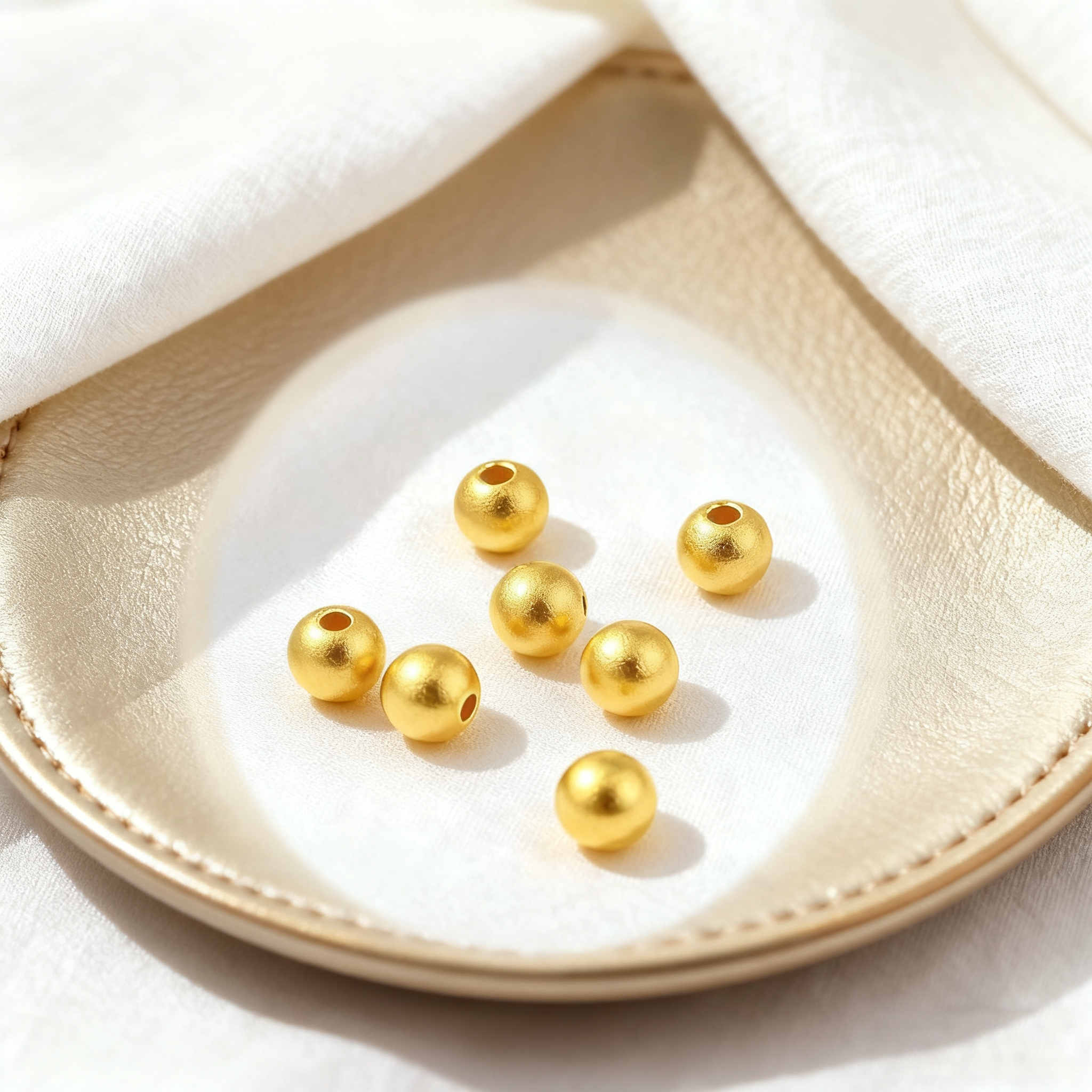 古法金豆豆999足金转运珠散珠