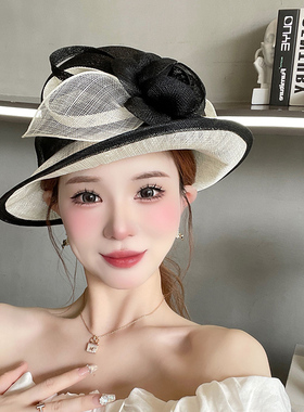 礼帽晚宴气质淑女女夏秋春短檐