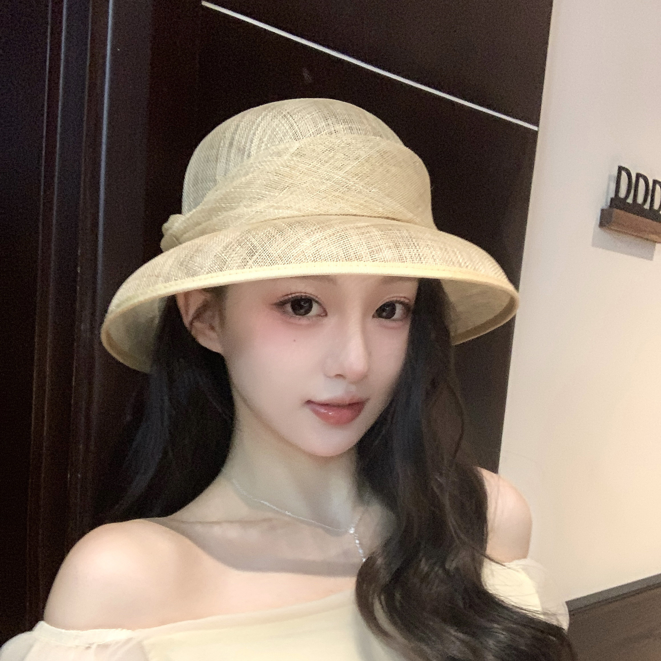进口菲律宾亚麻草帽夏优雅透气麻纱礼帽盆帽度假遮阳渔夫帽女2026
