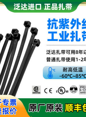 PANDUIT美国泛达PLT4H-TL0进口阻燃尼龙扎带黑色捆绑束线带耐高温