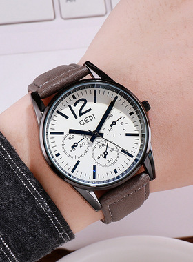 GEDI时尚欧美风皮带男士手表简约休闲防水男士手表工厂