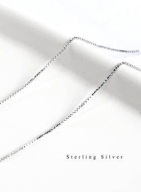 925纯银盒子链个性简约女款百搭配饰盒子项链时尚锁骨链饰品