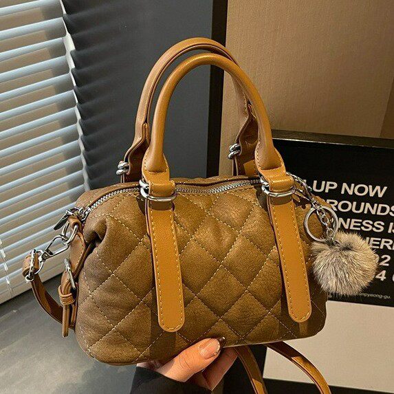 女士手提包小拎包上班通勤包包女新款斜挎女包时尚简约菱格枕头包