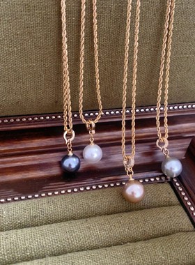 秋冬新款微镶万能扣吊坠项链高级感小众设计大溪地珍珠毛衣链女