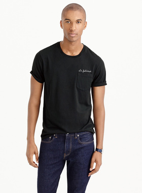 J.crew复古美式RRL风格经典Broken in刺绣短袖口袋T恤体恤男Jcrew