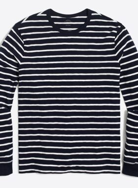 J.crew纯棉修身显瘦复古条纹长袖T恤打底外穿百搭海魂男JCREW