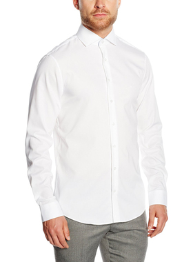 CalvinKlein男黑白灰纯色长袖休闲商务纯棉衬衫衣美国CK官网采购