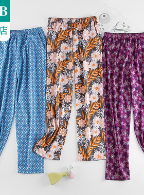 ab内衣睡裤女秋冬纯棉印花居家休闲全棉女士长裤可外穿家居裤H641
