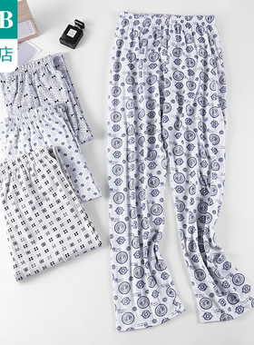 ab内衣睡裤男纯棉印花居家宽松休闲全棉薄款长裤家居裤T611