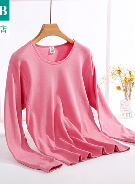 A＆Bab内衣女士保暖低领内衣上衣单件纯棉圆领内穿贴身棉毛衫T660