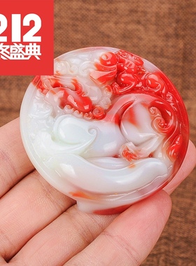 皮带扣男款鸡血石招财貔貅金丝玉