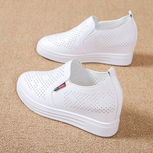 内增高小白鞋女鞋2026春夏季新款百搭透气休闲鞋一脚蹬懒人乐福鞋