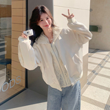 白色蕾丝拼接连帽棒球服女2025春季新款超好看洋气减龄小个子夹克，女装短外套，浙宝157（原165A）