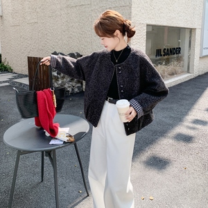 【数据好！现货】 撞色格子毛呢外套 157-2278-P165K248，女装短外套，浙宝157（原165A）