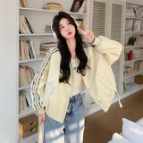 黄色蕾丝拼接棒球服外套女2025春季新款今年流行超好看小个子夹克，女装短外套，浙宝157（原165A）