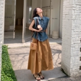 2025年夏季新款韩版时尚百搭显瘦短袖衬衫+高腰半身裙两件套套装，女装套装/套裙，浙宝157（原165A）