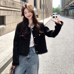 黑色气质时尚流苏小香风外套女2025春秋季新款法式超好看显瘦上衣图片