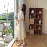 法式泡泡袖白色连衣裙女2025夏季新款设计感气质温柔风蕾丝仙女裙，女装连衣裙，浙宝157（原165A）