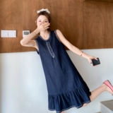 重工刺绣牛仔连衣裙女2025年夏新款圆领无袖显瘦背心裙中长裙子，女装连衣裙，浙宝157（原165A）