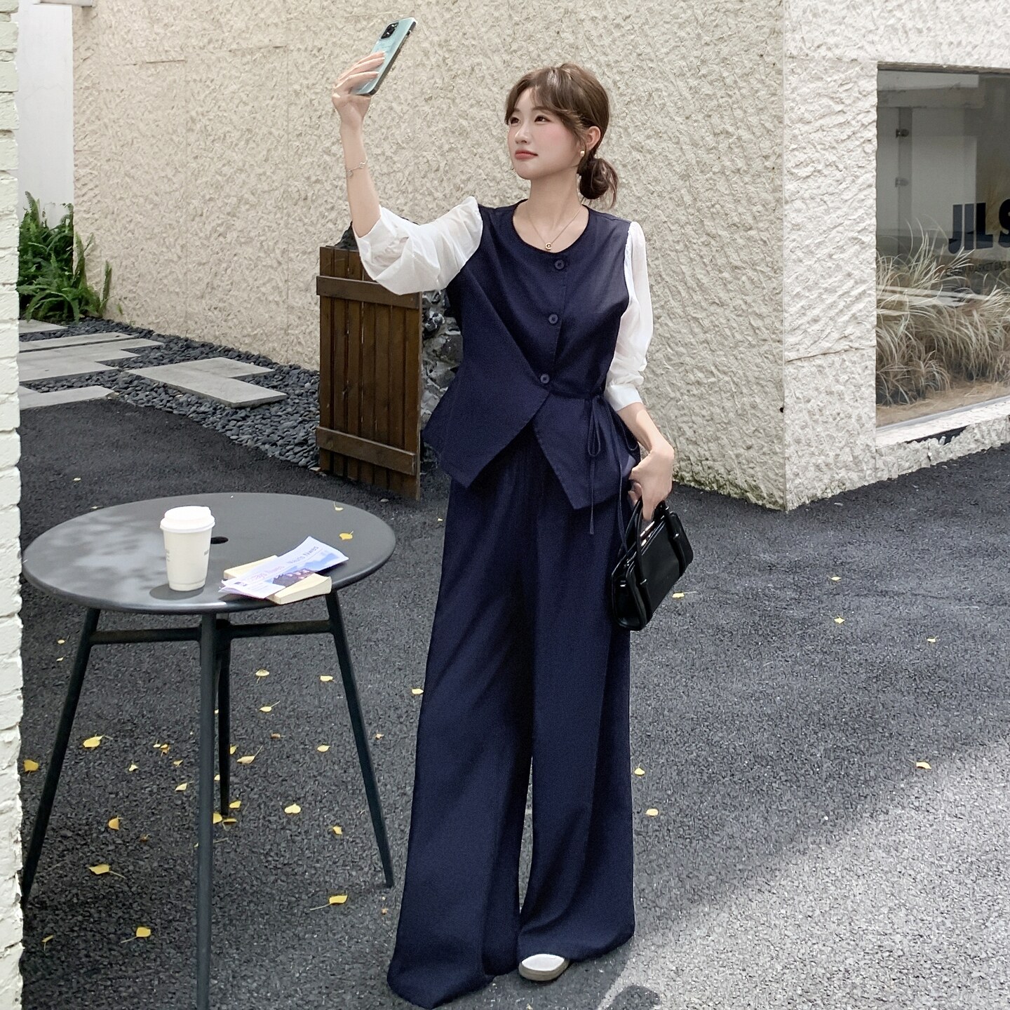 【现货】假两件拼接衬衫阔腿裤套装157-2228-P145K208,女装套装/套裙,浙宝157（原165A）