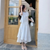 新中式国风提花泡泡袖上衣套装女夏白色小香风高级感半身裙两件套，女装套装/套裙，浙宝157（原165A）