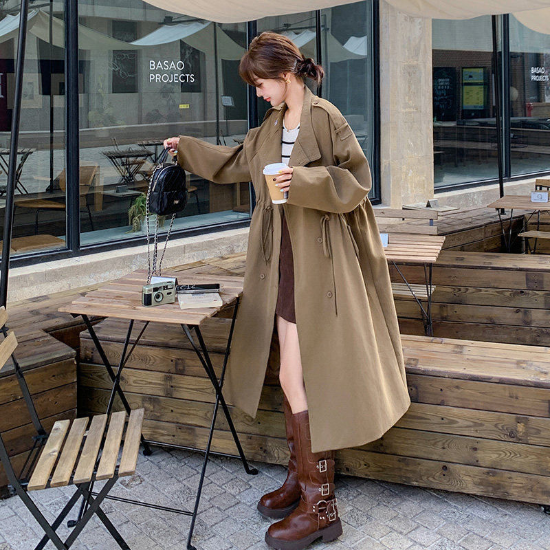 【现货！数据好】简约抽绳中长款风衣157-8719-P155-K218，女装风衣，浙宝157（原165A）