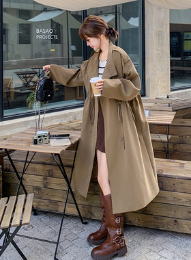 【现货！数据好】简约抽绳中长款风衣 157-8719-P155-K218