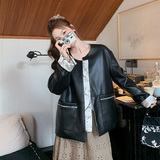 新中式两面穿提花外套女2025春新款复古时髦设计感PU皮衣夹克上衣，女装短外套，浙宝157（原165A）