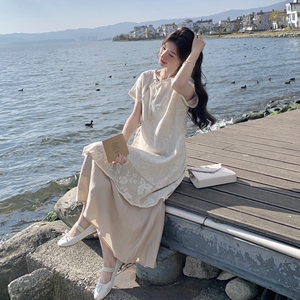 新中式国风刺绣上衣半身裙套装女夏甜美优雅爆款高级感超火两件套图片