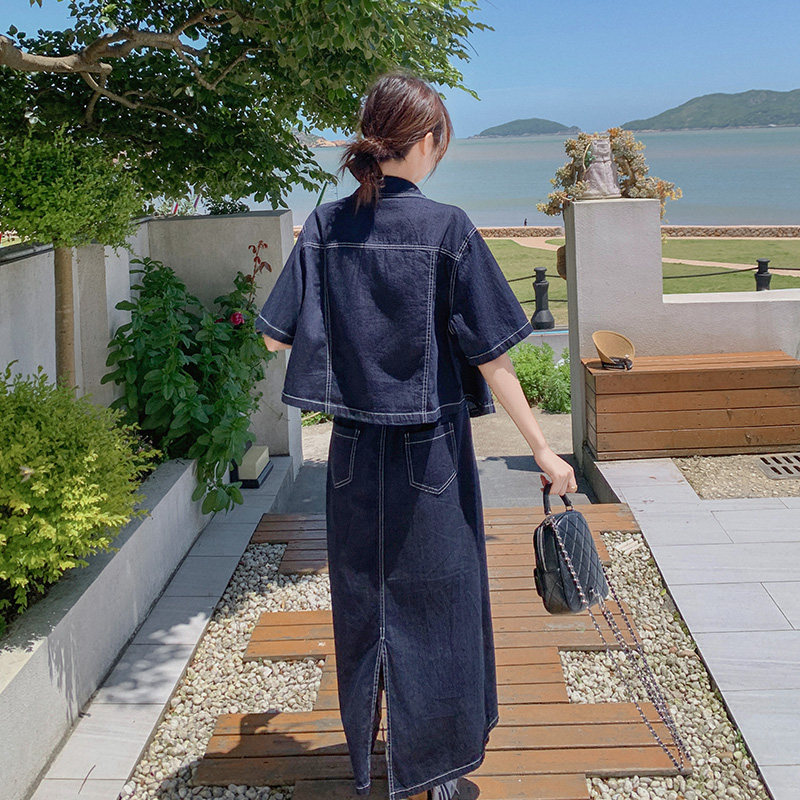 薄款休闲牛仔裙女2025夏季新款慵懒风简约时尚显瘦减龄,女装运动套装,浙宝157（原165A）