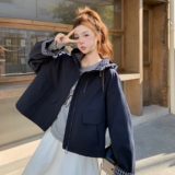 【现货】撞色格子双拉链冲锋衣外套157-2237-P155K228，女装短外套，浙宝157（原165A）