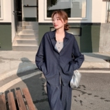 深蓝色复古牛仔衬衫小背心阔腿裤三件套女2025夏季新款轻薄休闲潮，女装套装/套裙，浙宝157（原165A）