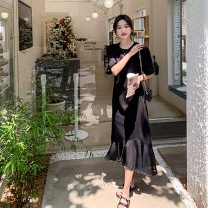 赫本风黑色鱼尾裙女2025年夏季新款法式高级感气质显瘦小众连衣裙图片