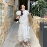 夏款新趋势无袖吊带仙女裙2025新款新中式拼接提花衬衫半裙套装，女装套装/套裙，浙宝157（原165A）