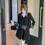 【现货！数据好】牛仔拼接外套百褶裙套装157-8803-P155-K218，女装套装/套裙，浙宝157（原165A）