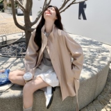 中长款立领风衣外套女2025秋季新款小个子韩系高级感日系休闲大衣，女装风衣，浙宝157（原165A）