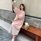粉色气质法式刺绣连衣裙女2025夏季新款韩系重工拼接蕾丝显瘦长裙，女装连衣裙，浙宝157（原165A）