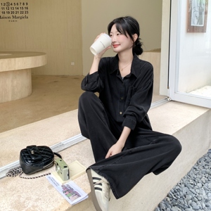 【现货！新款】 牛仔衬衫阔腿裤套装 157-2220-P175K258图片