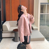 【现货】定染显瘦粉色皮衣157-8877-P145-K218，女装皮衣，浙宝157（原165A）