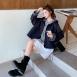 【现货】撞色格子双拉链冲锋衣外套157-2237-P155K228，女装短外套，浙宝157（原165A）