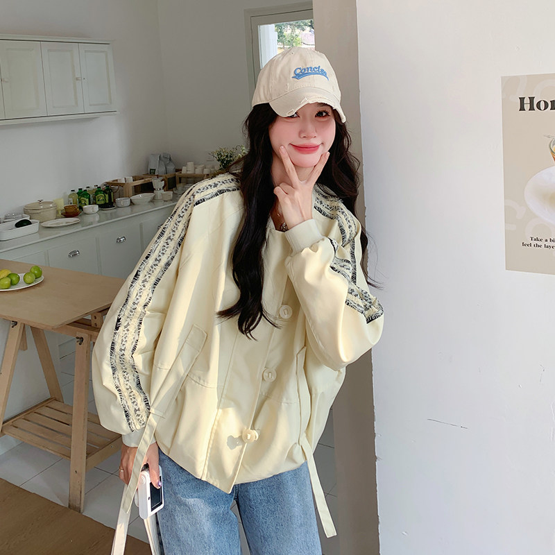黄色蕾丝拼接棒球服外套女2025春季新款今年流行超好看小个子夹克,女装短外套,浙宝157（原165A）