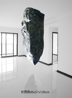 玻璃钢仿真石头餐厅美术馆画廊酒店大堂艺术馆悬空吊挂景观石头