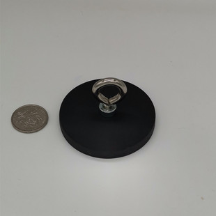 包胶磁铁吊环挂钩不伤漆强磁吸盘 橡胶磁性底座 带孔磁铁挂钩环