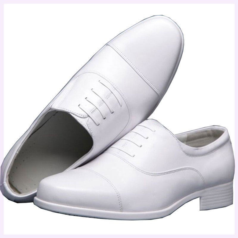 真皮黑色三接头皮鞋 透气海白色商务正装男婚鞋 白新郎西装鞋48