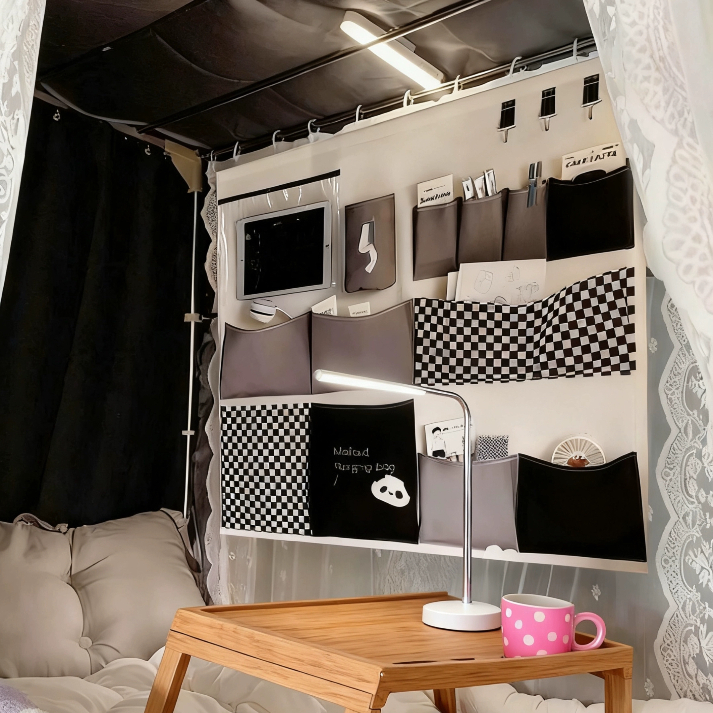 宿舍挂袋上铺床帘收纳袋