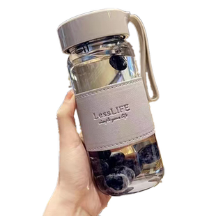 高颜值玻璃杯高硼硅耐热带茶隔杯子男2021新款网红单层水杯女夏季