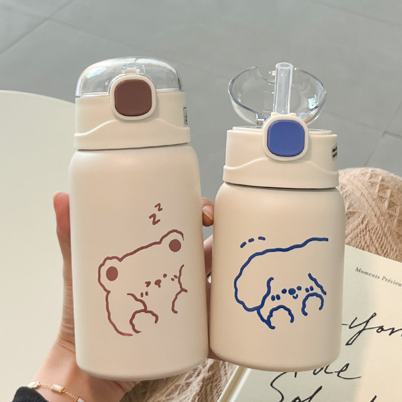 简约保温杯女生吸管杯子ins高颜值网红2026新款大人学生儿童水杯