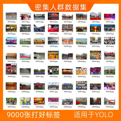 密集人群数据集yolov5v7v3v8训练代跑yolo格式数据集目标识别txt