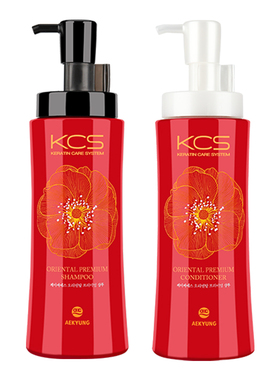 韩国爱敬KCS洗发水山茶花草本石榴精华改膳毛躁洗发露护发素